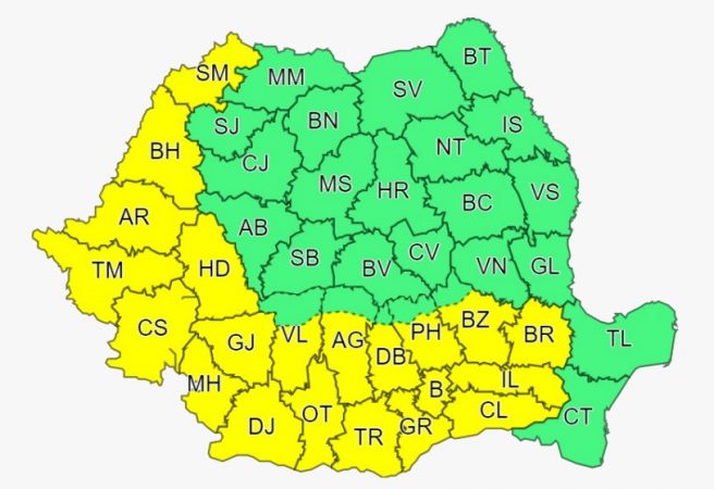 Județul Dâmbovița sub două CODURI GALBENE, unul de FURTUNI și altul de CANICULĂ, autorităţile recomandă populației prudenţă