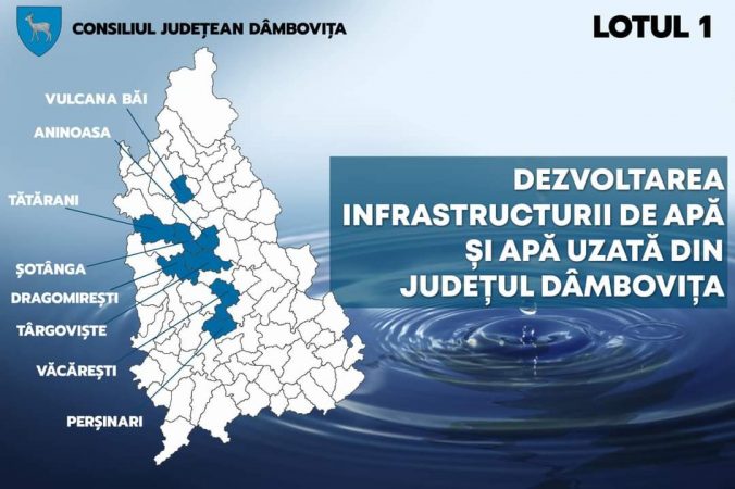 Veste bună, încep lucrările de apă și canalizare, primul lot cu finanțare prin POIM în Târgoviște, Aninoasa, Șotânga, Vulcana Băi, Dragomirești, Tătărani, Văcărești și Perșinari