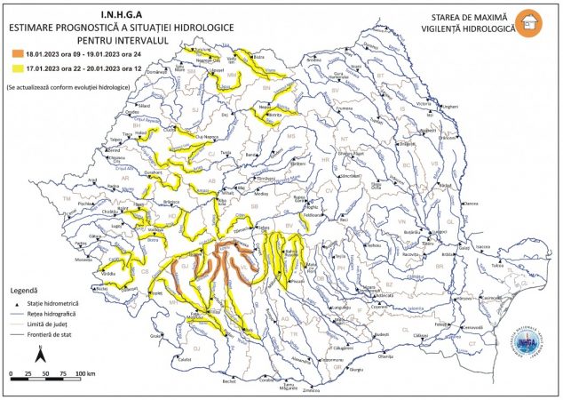 Din această seară, de la ora 22:00, intră în vigoare și un COD GALBEN de INUNDAȚII