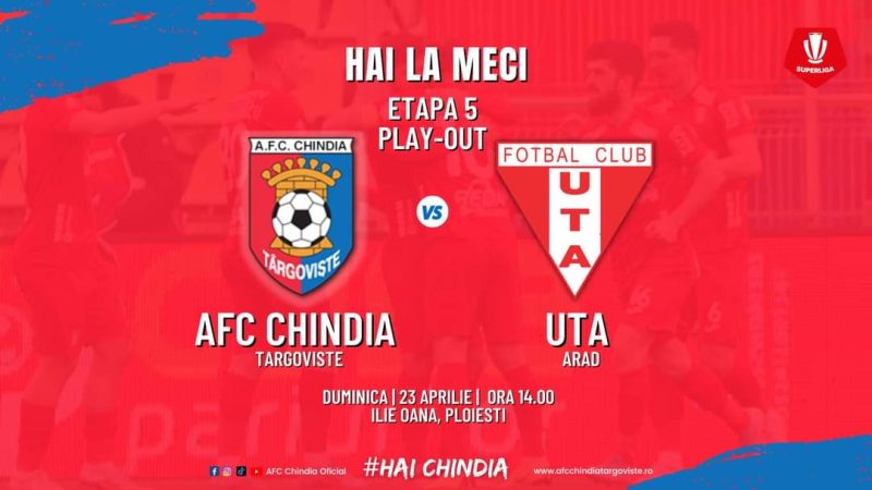 Duminică, AFC Chindia Târgoviște întâlnește pe UTA Arad