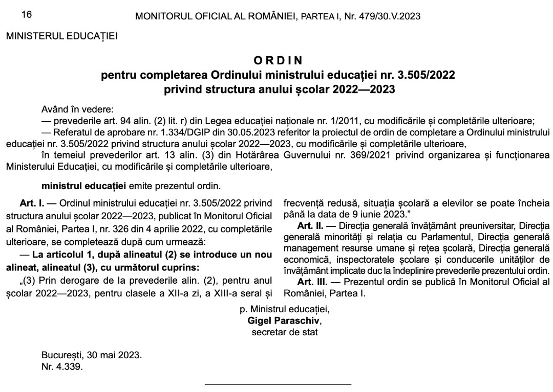 Ministerul Educației a făcu un anunț foarte important a fost deja publicat Ordinul în Monitorul Oficial.