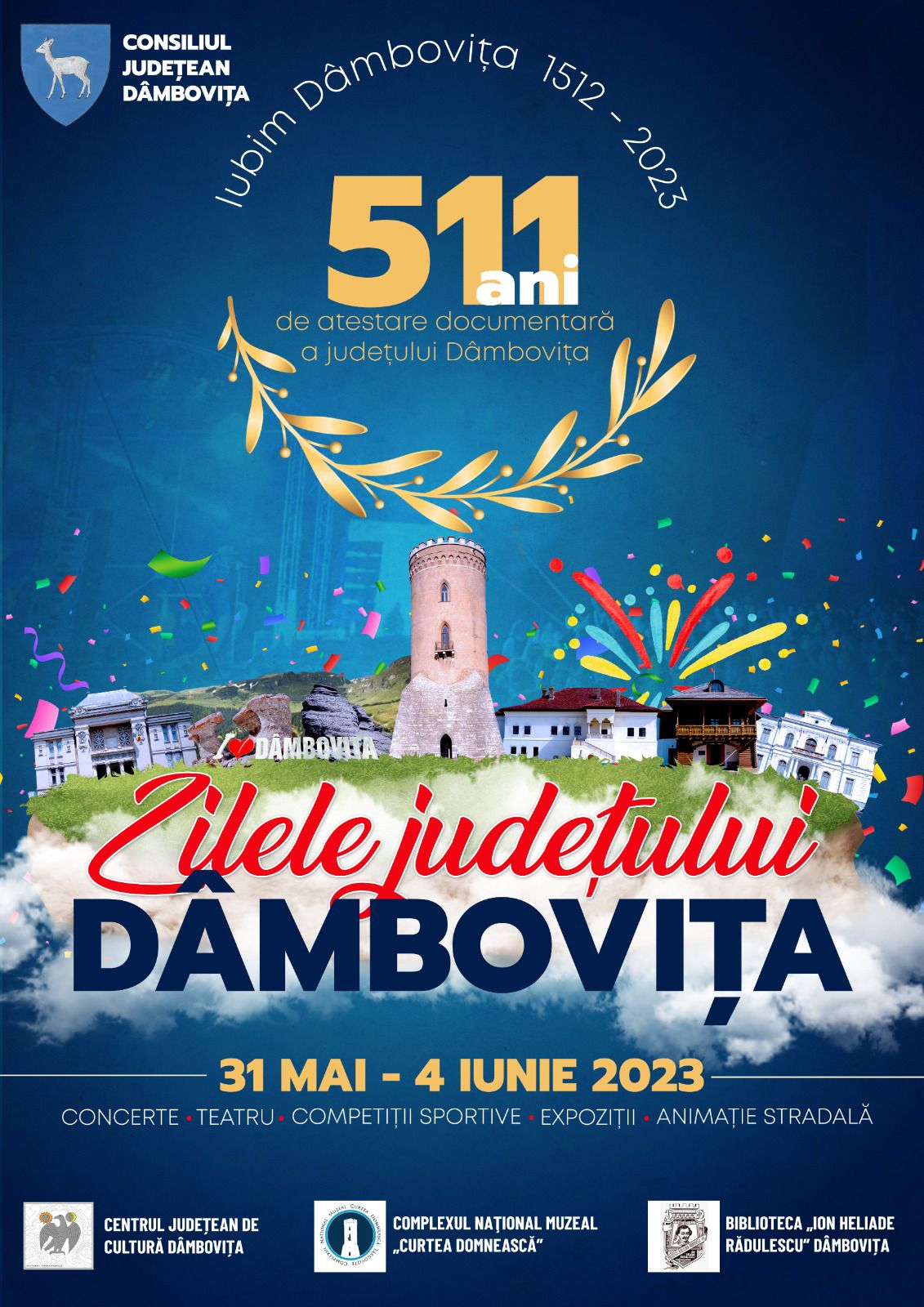 Județul Dâmbovița  îmbracă straie de sărbătoare timp de cinci zile,  au loc Zilele județului Dâmbovița, ediția a II-a,  în  perioada 31 mai - 4 iunie.