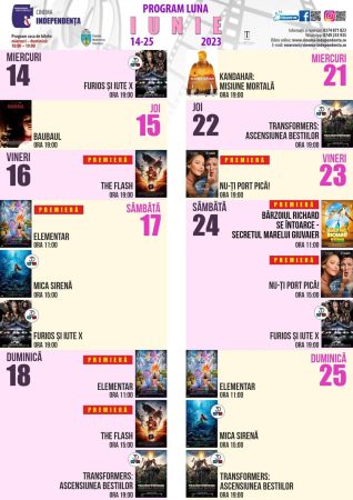 Nu ratați oferta proiecțiilor de filme la Cinema Independența