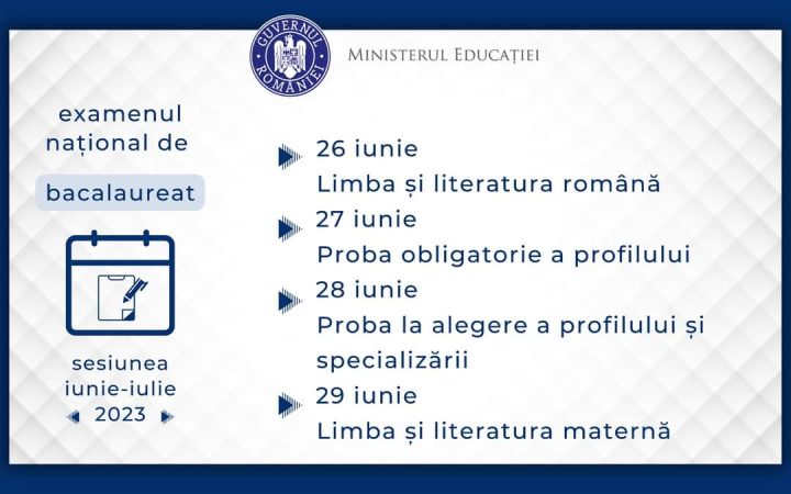 Bacalaureat 2023, sesiunea iunie-iulie, probele scrise ale examenului încep astăzi, 26 iunie