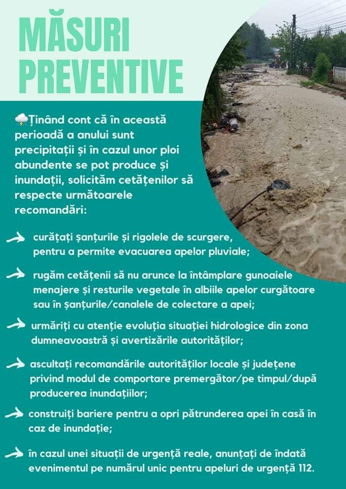 Alertă în județul Dâmbovița dar și la nivel național, Institutul National de Hidrologie si Gospodarire a Apelor a emis un mesaj de avertizare COD GALBEN