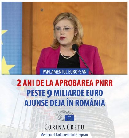 Eurodeputatul Corina Crețu: Prin PNRR, Comisia Europeană a livrat deja peste 9 miliarde de euro, României