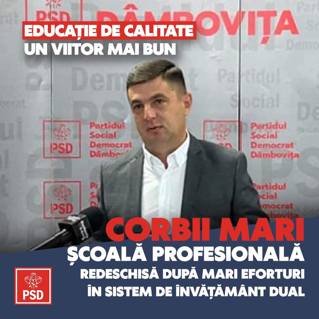 La Corbii Mari s-a reușit reînființarea Școlii Profesionale în sistem de învățământ dual, primarul comunei CorbiiMari, Banica Ionut