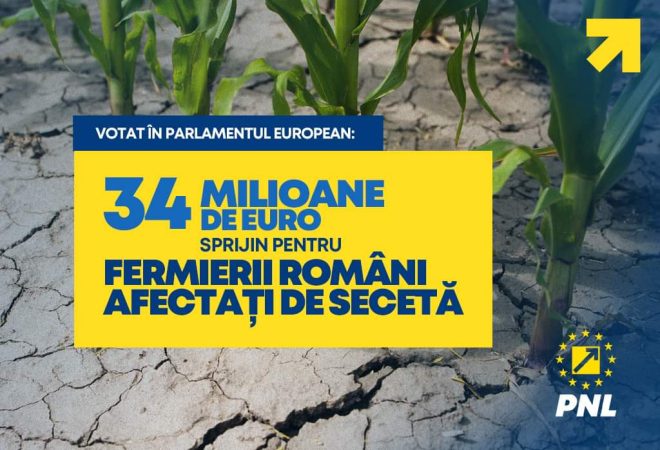 PNL: Parlamentul European a aprobat alocarea a 34 de milioane de euro pentru compensarea pagubelor cu seceta din România în 2022