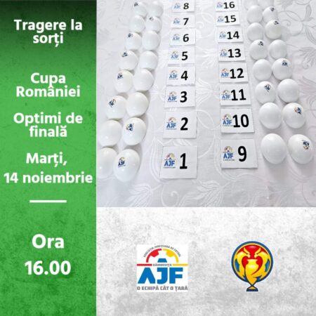 Echipele calificate în optimile de finală ale Cupei României, faza județeană, vor fi împerecheate pentru jocurile programate pentru data de 29 noiembrie a.c.