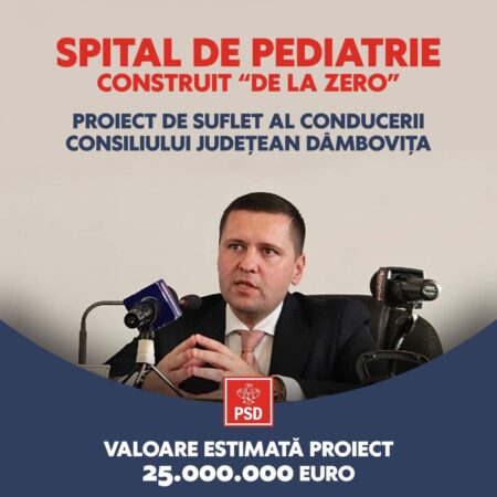 PSD Dâmbovița: Proiectul nostru de suflet, construirea unui SPITAL PEDIATRIC Toate proiectele sunt importante, însă proiectul de suflet al PSD Dâmbovița îl reprezintă cel al construirii unui spital nou, un SPITAL PEDIATRIC.