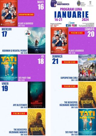 Se anunță o săptămână cu filme bune la Cinema  Independența.