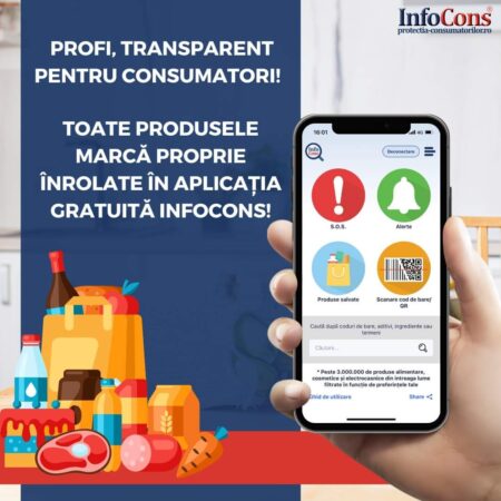 InfoCons anunță că lanțul de magazine Profi a introdus voluntar produselor marcă proprie în cadrul Aplicației de protecție a consumatorilor InfoCons ne anunță ca Profi vine în sprijinul consumatorilor prin înrolarea voluntară și gratuită a produselor marcă proprie în cadrul Aplicației