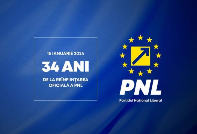  34 de ani de la reînființarea PNL, prin Decizia Civilă nr. 4 a Tribunalului Municipiului București, din 15 ianuarie 1990. 