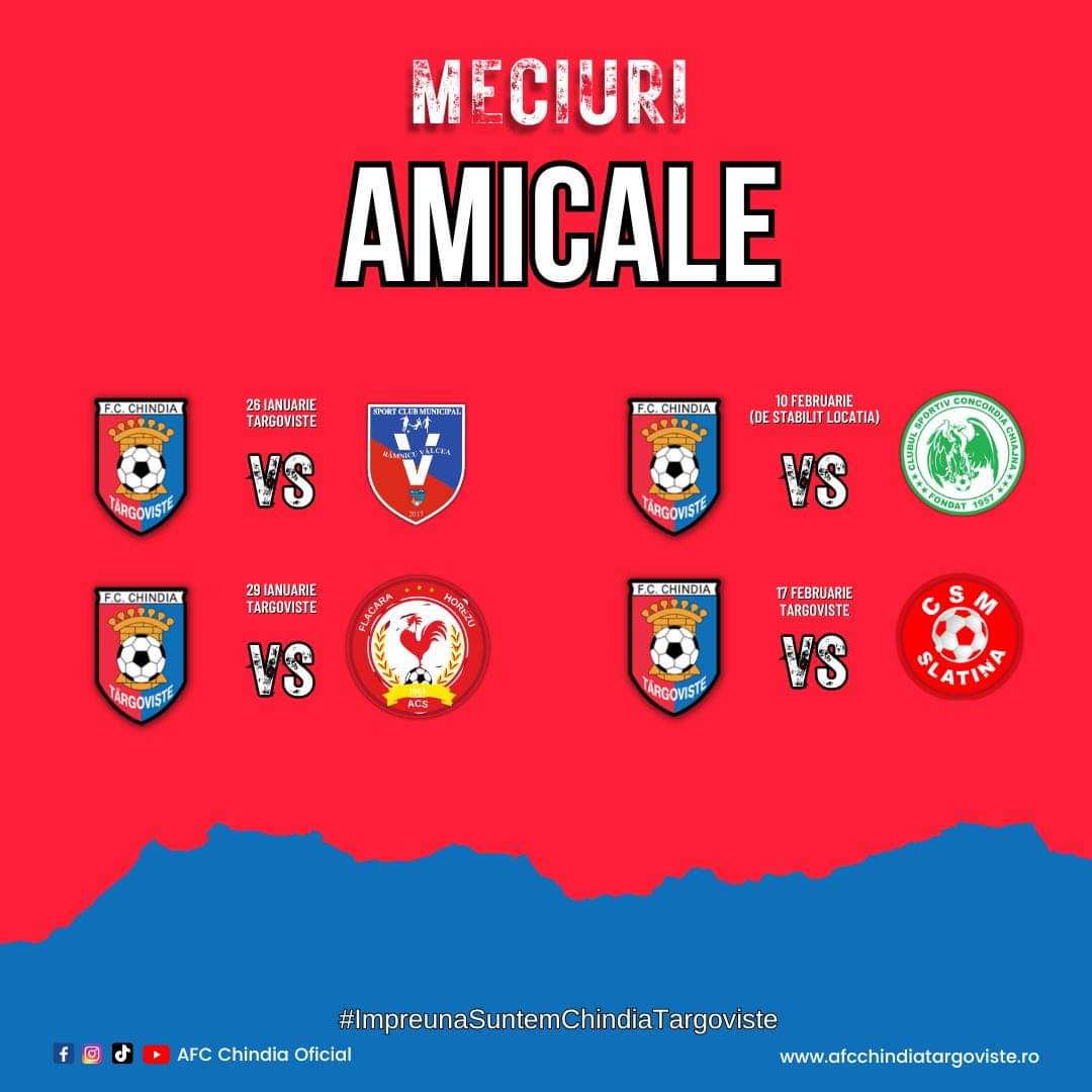 Cu ceva întârziere, ChindiaTârgoviște a făcut public lotul și programul meciurilor amicale.