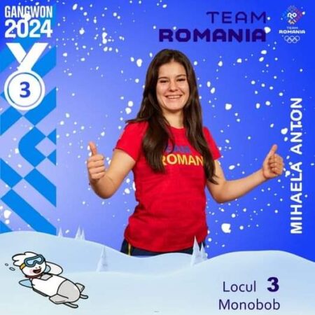Mihaela Anton câștigă bronzul în proba de monobob, aducând prima medalie a delegației tricolore! Felicitări, Mihaela!