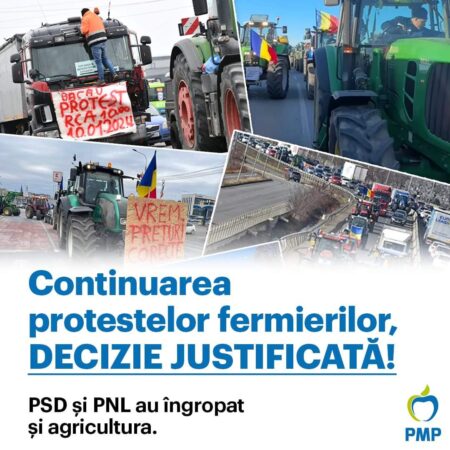 PMP: Agricultura trebuie să devină prioritate şi nu doar la nivel de propagandă ieftină PMP spune că dacă România era condusă de un guvern competent, nu se întâmpla nimic din ce vedem în aceste zile, fermieri și transportatori în stradă.