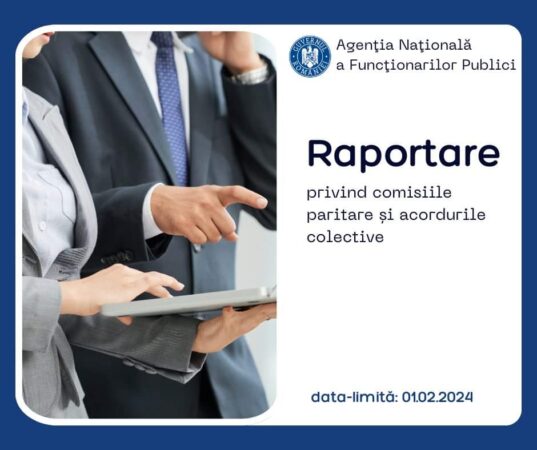 Conform legislaţiei în vigoare, autorităţile şi instituţiile publice au obligaţia de a raporta, anual, către ANFP datele cu privire la comisiile paritare şi acordurile colective, în forma şi conţinutul stabilite prin formatul standard.