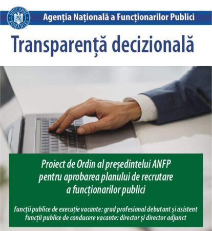 Un rol deosebit de important în îmbunătăţirea calităţii deciziilor administrative îl are informarea corectă, transparentă asupra proiectelor de acte normative aflate în transparenţă decizională.