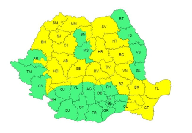 ATENȚIONARE METEOROLOGICĂ COD GALBEN de VÂNT valabilă pentru zona montană a județului Dâmbovița, în intervalul  06 februarie, ora 10:00 – 07 februarie, ora 10:00
