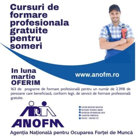 Cursurile sunt gratuite pentru persoanele înscrise în baza a AJOFM Dâmbovița.