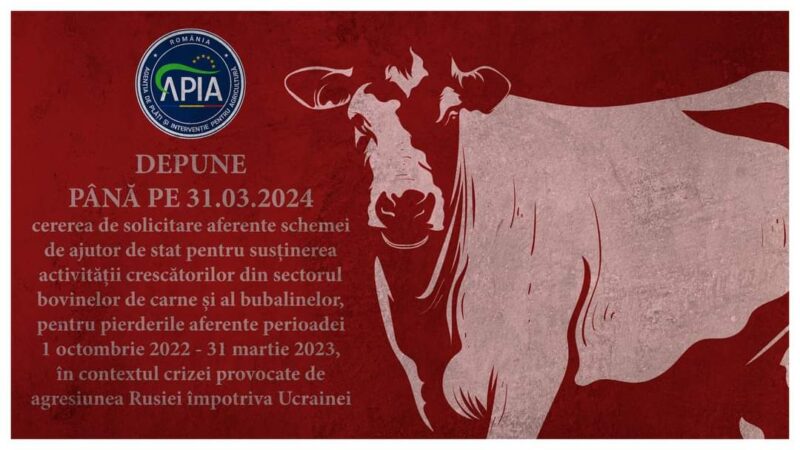 APIA reamintește potențialilor beneficiari că până la data de 21.03.2024 inclusiv, se depun cereri de solicitare aferente schemei de ajutor