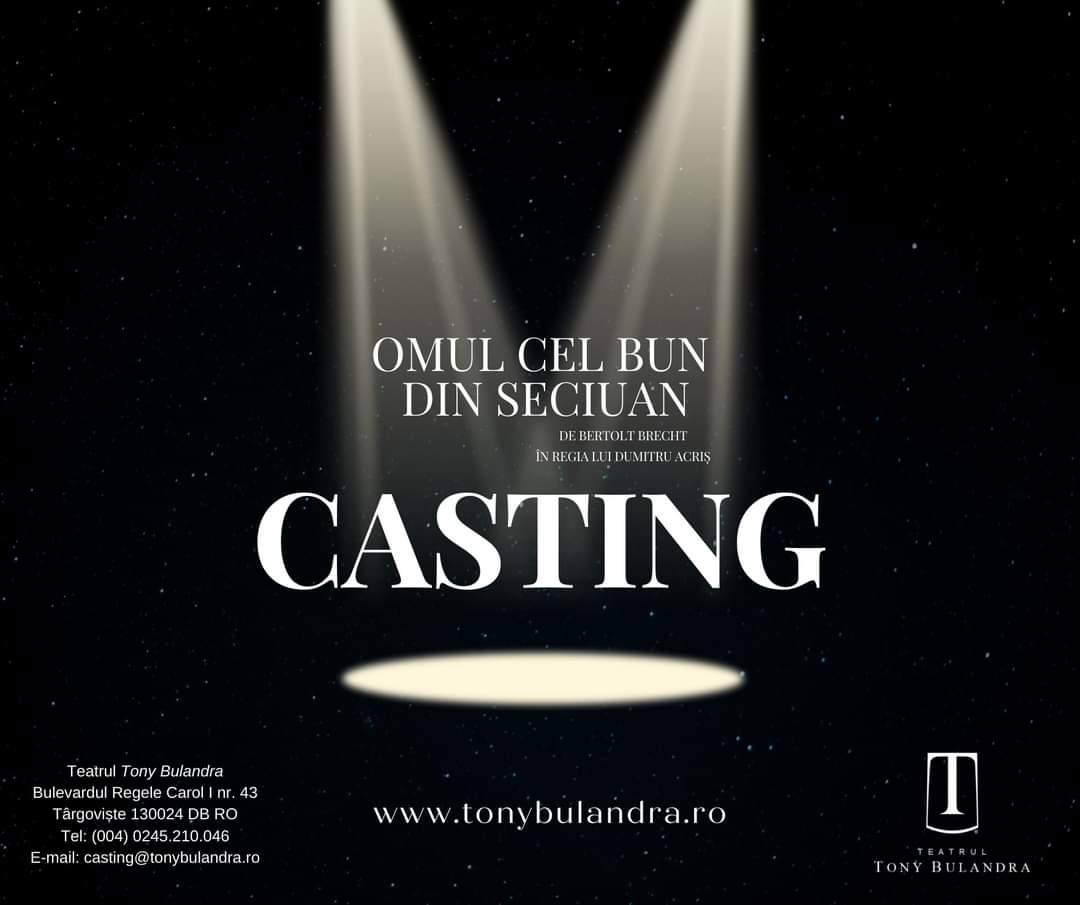 Teatrul Tony Bulandra din Târgoviște organizează, în ziua de 10 februarie 2024, de la ora 10:00, Casting Național pentru actori cu vârsta