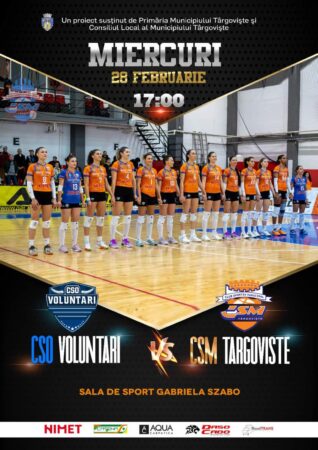 CSM Târgoviște – CSO Voluntari, un meci de volei feminin restant, se joacă astăzi Partida mult așteptată va avea loc astăzi, 28 februarie, ora 17:00, în Sala “Gabriela Szabo” din Voluntari.