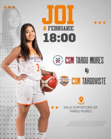 Baschet feminin. CSM Târgoviște întâlnește pe CSM Târgu Mureș, astăzi, în Sala Sporturilor din Târgu Mureș Astăzi, 8 februarie, ora 18:00, în Sala Sporturilor din Târgu Mure, echipa de baschet CSM Târgoviște are un meci important, împotriva celor de la CSM Târgu Mureș.