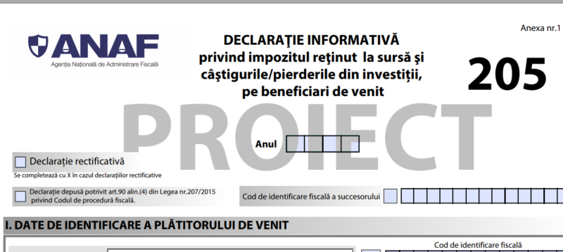 Până la finalul  lunii februarie, trebuie depusă la ANAF, Declarația 205 privind impozitul reținut la sursă care  a fost modificată și publicată