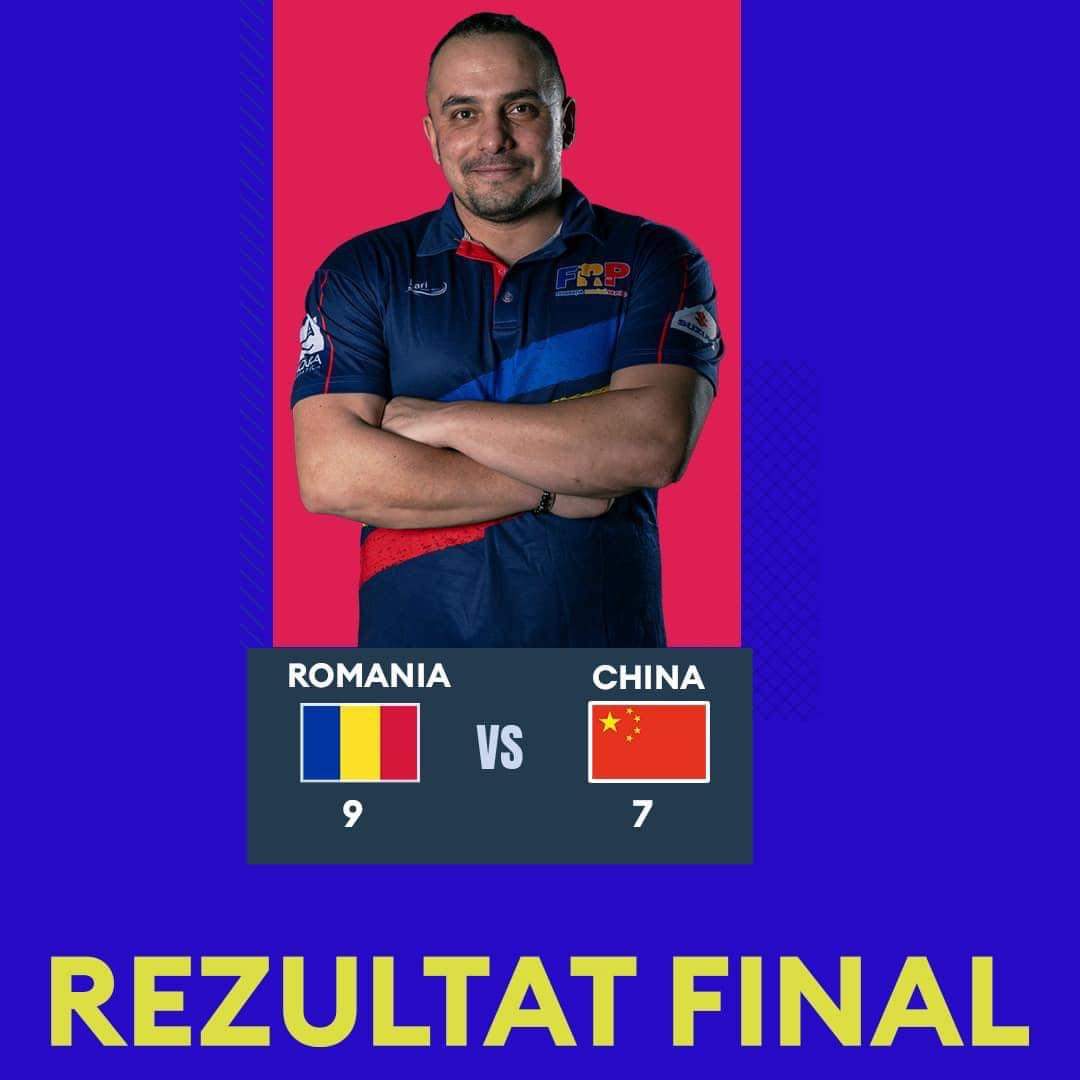 Victoria cu 9-7 a tricolorilor în fața Chinei îi duce mai departe în lupta pentru locurile 9-10 mondiale.