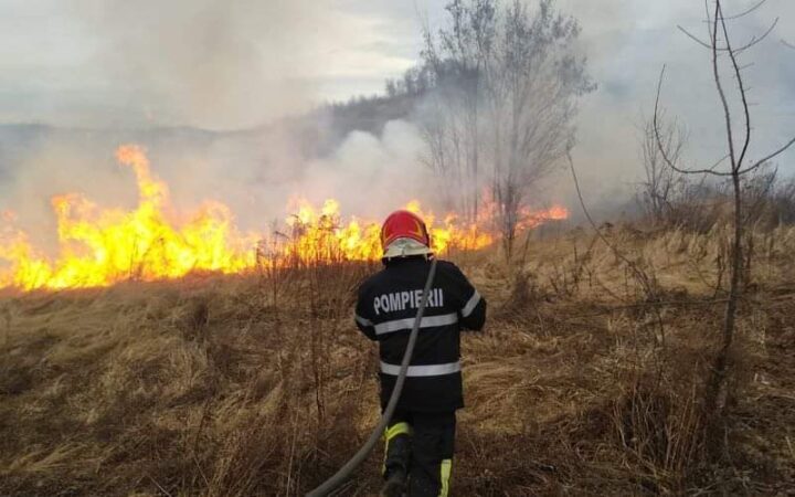 Pompierii  au fost solicitați  să  intervină  ieri după-amiază în cazul unui incendiu de vegetație uscată în comuna Mătăsaru, sat Mătăsaru.
