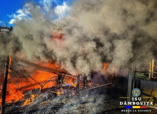 Intervenție în cazul unui incendiu produs la o anexă gospodărească în localitatea Valea Voievozilor, pe strada Vadii.