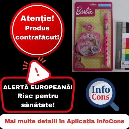 InfoCons atrage atenția  ca există o alertă  de produs contrafăcut privind  o jucărie muzicală Barbie