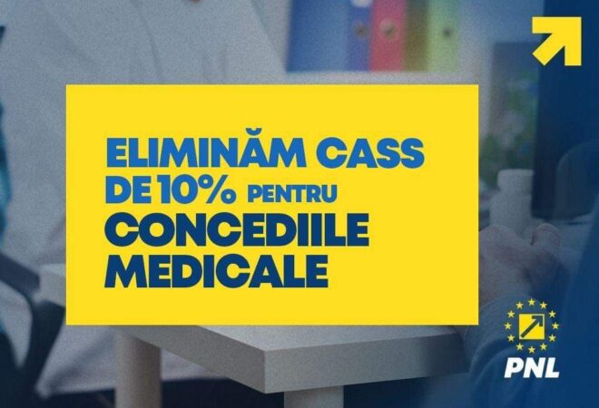 PNL: Eliminăm CASS de 10% pentru concediile medicale PNL anunță că se elimină CASS de 10% pentru concediile medicale, după ce amendamentul depus de senatoarea PNL Nicoleta Pauliuc a fost votat în plenul Senatului.