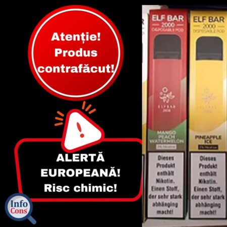 Țigară electronică de unică folosință, formă cilindrică, concentrație declarată 2% nicotină, volum 6,5 ml, 2000 pufuri, capacitate baterie: 1200 mAh, culoare variabilă în funcție de aromă.