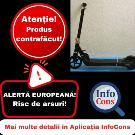 Atenție! Produs contrafăcut! Produsul nu respectă cerințele Directivei Mașini și ale standardului european relevant EN 62133-2 și standardului european EN 71-1.