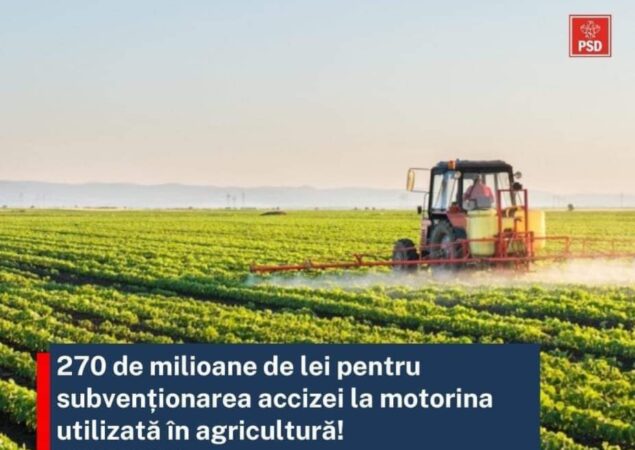 PSD anunță  că a fost aprobată Hotărârea pentru completarea HG nr. 1174/2014 privind instituirea unei scheme de ajutor de stat pentru reducerea accizei la motorina utilizată în agricultură.