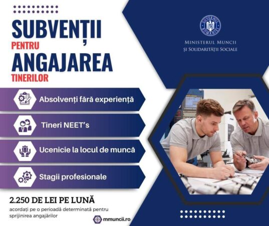 Sprijin financiar pentru firmele care angajează tineri Creșterea gradului de ocupare a forţei de muncă este un obiectiv prioritar pentru Ministerul Muncii și Solidarității Sociale.