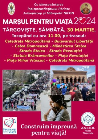 La Târgoviște se va desfășura sâmbătă, 30 martie 2024, cu binecuvântarea Înaltpreasfințitului Părinte Arhiepiscop