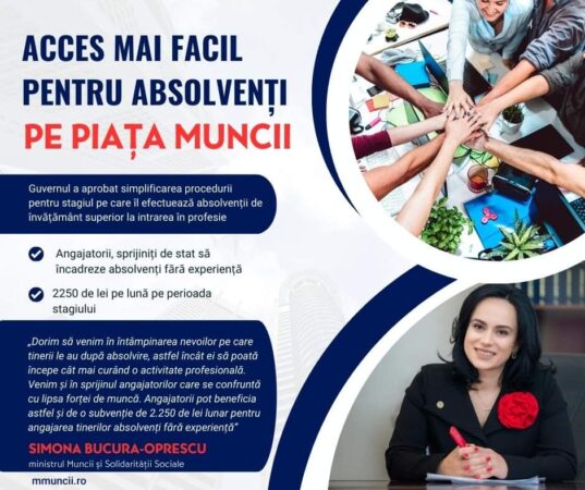 S-a simplificat procedura de efectuare a stagiului pentru absolvenții de învățământ superior. 