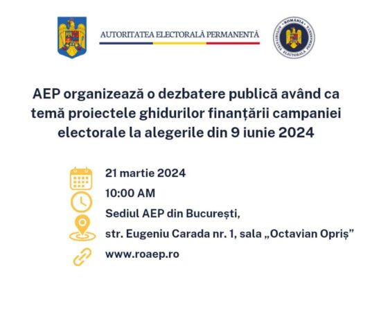 AEP aduce la cunoștința publicului proiectul de hotărâre a Autorității Electorale Permanente privind aprobarea Ghidului finanțării campaniei
