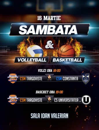 CSM Târgoviște se pregătește să găzduiască două meciuri captivante sâmbătă, 16 martie CSM Târgoviște se pregătește să găzduiască două meciuri captivante sâmbătă, 16 Martie, în Sala "Ioan Valerian" din Târgoviște, oferind fanilor volei și baschet de calitate.
