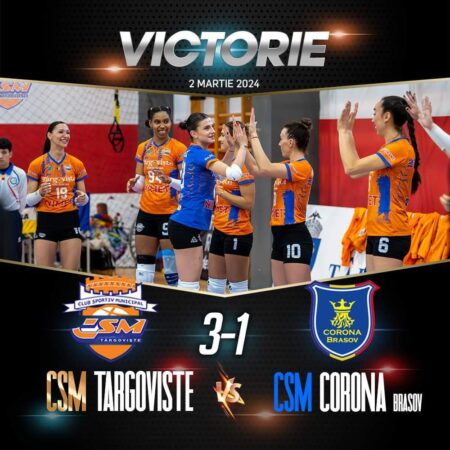  CSM Târgoviște a învins pe CSM Corona Brașov,într-un meci plin de suspans, echipa târgovișteană a obținut o victorie  pe teren propriu.