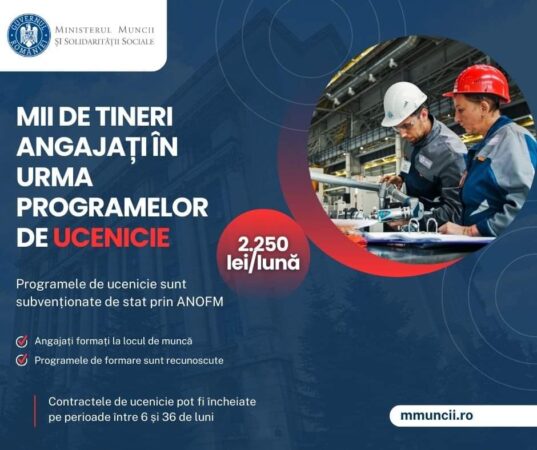 Peste 16.000 de persoane au fost angajate ca urmare a programelor de #ucenicie desfășurate cu sprijinul Agenției Naționale pentru Ocupare