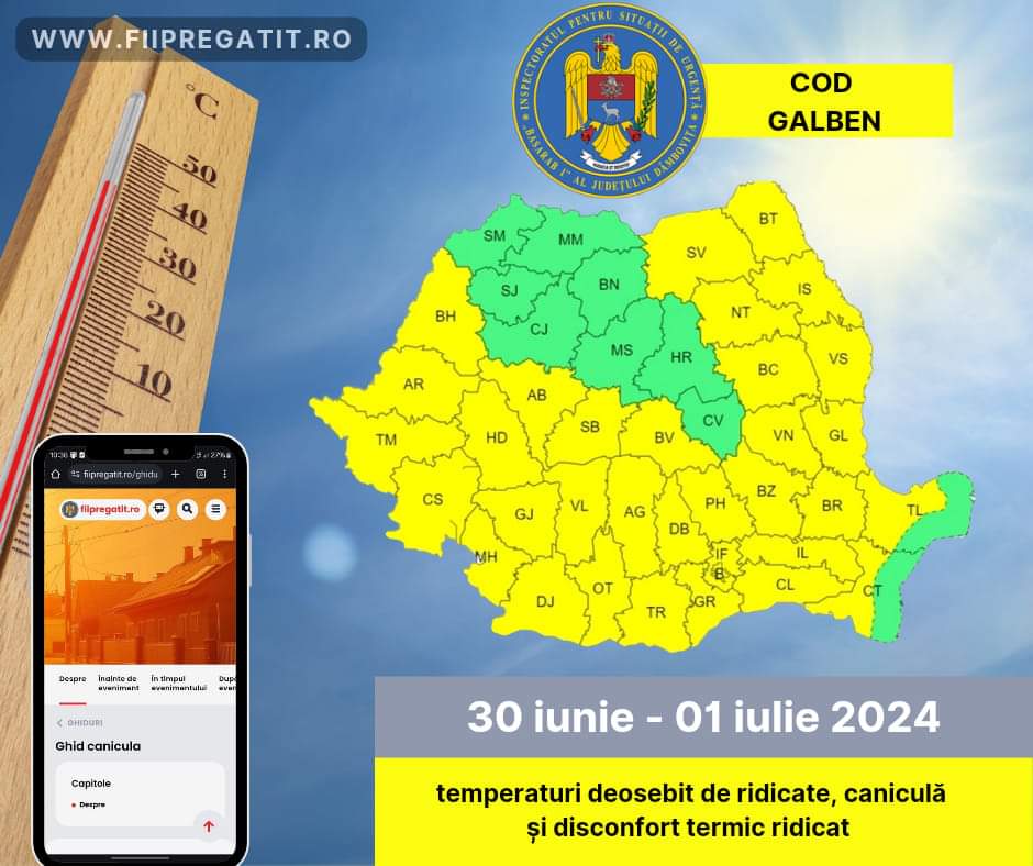 Județul Dâmbovița este sub COD GALBEN de CANICULĂ