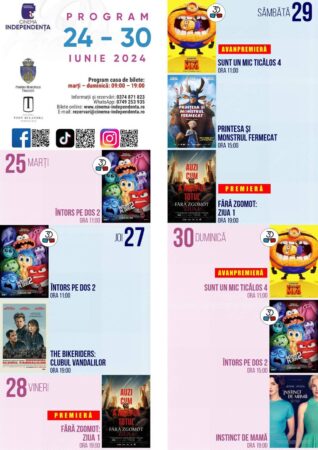 Nu rata cele mai bune filme la Cinema Independența din Târgoviște Cinema Independența din Târgoviște a anunțat programul proiecțiilor de filme pentru săptămâna curentă, oferind o varietate