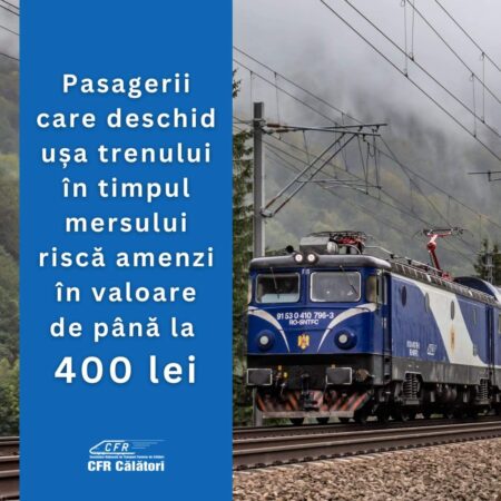 CFR Călători trage un semnal de alarmă asupra pericolului la care se supun pasagerii dacă deschid ușile trenului în timpul mersului CFR Călători trage un semnal de alarmă asupra pericolului la care se supun pasagerii care deblochează sistemul automat de închidere