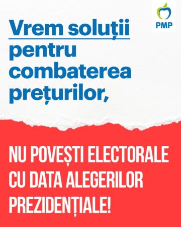 PMP: Nu este momentul pentru jocuri politice PMP spune că alegerile trebuie să aibă loc la termen, așa cum este corect și democratic.