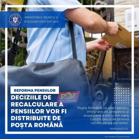 AUTORITĂȚILE ANUNȚĂ CĂ DECIZIILE de RECALCULARE a PENSIILOR vor fi distribuite de PAȘTA ROMÂNĂ Reforma sistemului public de pensii mai face un pas și trece în faza de organizare logistică astfel încât toți pensionarii să beneficieze, în termenul asumat, de prevederile Legii nr. 360/2023.