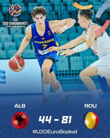 România învinge Albania și se califică în sferturile de finală la FIBA U20 EuroBasket Pitești 2024, Division B Naționala masculină de baschet U20 câștigă categoric și cel de-al treilea meci din grupe, cel cu Albania, cu scorul 81-44, calificându-se în sferturile de finală ale competiției.